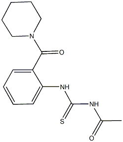 N-acetyl-N'-[2-(1-piperidinylcarbonyl)phenyl]thiourea Struktur