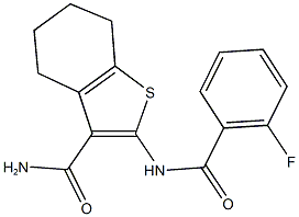 2-[(2-fluorobenzoyl)amino]-4,5,6,7-tetrahydro-1-benzothiophene-3-carboxamide Structure