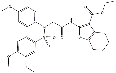  ethyl 2-[({[(3,4-dimethoxyphenyl)sulfonyl]-4-ethoxyanilino}acetyl)amino]-4,5,6,7-tetrahydro-1-benzothiophene-3-carboxylate