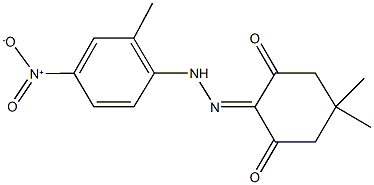 5,5-dimethylcyclohexane-1,2,3-trione 2-({4-nitro-2-methylphenyl}hydrazone) Structure