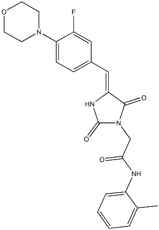 2-{4-[3-fluoro-4-(4-morpholinyl)benzylidene]-2,5-dioxo-1-imidazolidinyl}-N-(2-methylphenyl)acetamide Structure