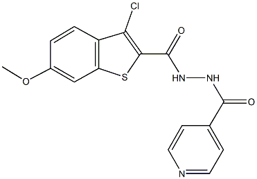 3-chloro-N'-isonicotinoyl-6-methoxy-1-benzothiophene-2-carbohydrazide Structure