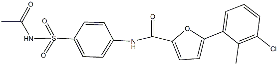 N-{4-[(acetylamino)sulfonyl]phenyl}-5-(3-chloro-2-methylphenyl)-2-furamide Struktur