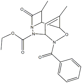 ethyl 8-benzoyl-3,10-dimethyl-4-oxo-9-oxa-5,6,8-triazatricyclo[5.2.2.0~2,5~]undec-10-ene-6-carboxylate Structure