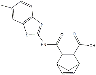 3-{[(6-methyl-1,3-benzothiazol-2-yl)amino]carbonyl}bicyclo[2.2.1]hept-5-ene-2-carboxylic acid,,结构式
