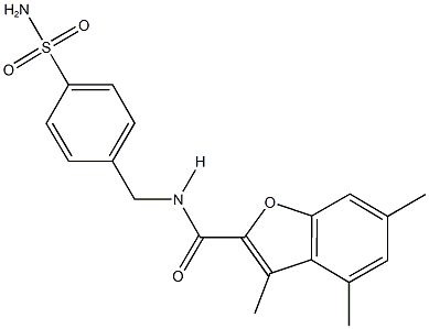 N-[4-(aminosulfonyl)benzyl]-3,4,6-trimethyl-1-benzofuran-2-carboxamide Structure