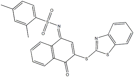 N-(3-(1,3-benzothiazol-2-ylsulfanyl)-4-oxo-1(4H)-naphthalenylidene)-2,4-dimethylbenzenesulfonamide