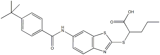 2-({6-[(4-tert-butylbenzoyl)amino]-1,3-benzothiazol-2-yl}sulfanyl)pentanoic acid Structure