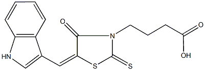 4-[5-(1H-indol-3-ylmethylene)-4-oxo-2-thioxo-1,3-thiazolidin-3-yl]butanoic acid 结构式
