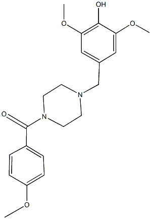 2,6-dimethoxy-4-{[4-(4-methoxybenzoyl)-1-piperazinyl]methyl}phenol Struktur