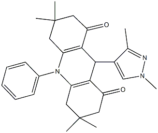  9-(1,3-dimethyl-1H-pyrazol-4-yl)-3,3,6,6-tetramethyl-10-phenyl-3,4,6,7,9,10-hexahydro-1,8(2H,5H)-acridinedione