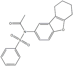 N-acetyl-N-(6,7,8,9-tetrahydrodibenzo[b,d]furan-2-yl)benzenesulfonamide Struktur