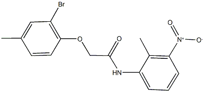 2-(2-bromo-4-methylphenoxy)-N-{3-nitro-2-methylphenyl}acetamide 化学構造式