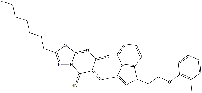 2-heptyl-5-imino-6-({1-[2-(2-methylphenoxy)ethyl]-1H-indol-3-yl}methylene)-5,6-dihydro-7H-[1,3,4]thiadiazolo[3,2-a]pyrimidin-7-one|