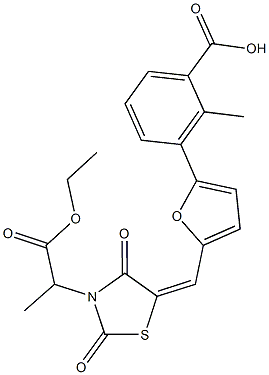  3-(5-{[3-(2-ethoxy-1-methyl-2-oxoethyl)-2,4-dioxo-1,3-thiazolidin-5-ylidene]methyl}-2-furyl)-2-methylbenzoic acid