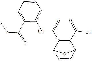 3-{[2-(methoxycarbonyl)anilino]carbonyl}-7-oxabicyclo[2.2.1]hept-5-ene-2-carboxylic acid Struktur