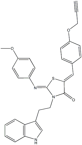 3-[2-(1H-indol-3-yl)ethyl]-2-[(4-methoxyphenyl)imino]-5-[4-(2-propynyloxy)benzylidene]-1,3-thiazolidin-4-one