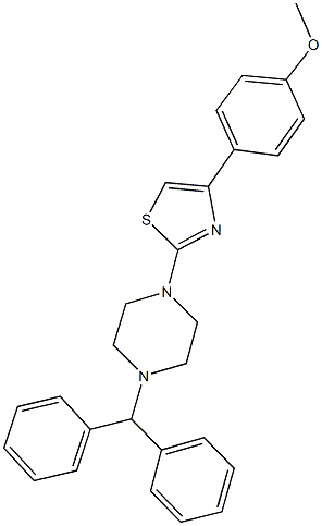 4-[2-(4-benzhydryl-1-piperazinyl)-1,3-thiazol-4-yl]phenyl methyl ether Structure