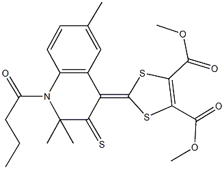 dimethyl 2-(1-butyryl-2,2,6-trimethyl-3-thioxo-2,3-dihydro-4(1H)-quinolinylidene)-1,3-dithiole-4,5-dicarboxylate Struktur