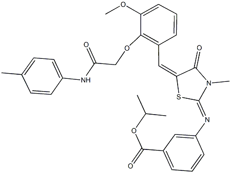  isopropyl 3-[(5-{3-methoxy-2-[2-oxo-2-(4-toluidino)ethoxy]benzylidene}-3-methyl-4-oxo-1,3-thiazolidin-2-ylidene)amino]benzoate