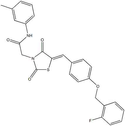  2-(5-{4-[(2-fluorobenzyl)oxy]benzylidene}-2,4-dioxo-1,3-thiazolidin-3-yl)-N-(3-methylphenyl)acetamide