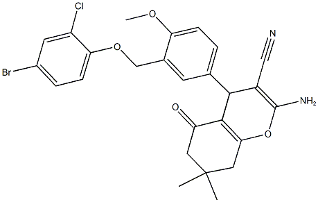  2-amino-4-{3-[(4-bromo-2-chlorophenoxy)methyl]-4-methoxyphenyl}-7,7-dimethyl-5-oxo-5,6,7,8-tetrahydro-4H-chromene-3-carbonitrile