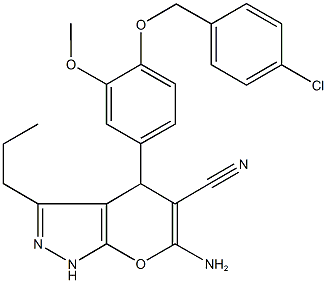  6-amino-4-{4-[(4-chlorobenzyl)oxy]-3-methoxyphenyl}-3-propyl-1,4-dihydropyrano[2,3-c]pyrazole-5-carbonitrile