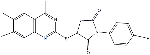 1-(4-fluorophenyl)-3-[(4,6,7-trimethyl-2-quinazolinyl)sulfanyl]-2,5-pyrrolidinedione Structure