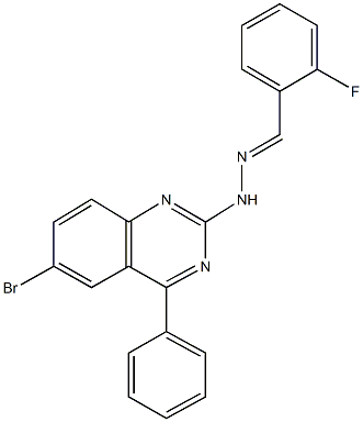 2-fluorobenzaldehyde (6-bromo-4-phenyl-2-quinazolinyl)hydrazone Structure