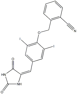 2-({4-[(2,5-dioxo-4-imidazolidinylidene)methyl]-2,6-diiodophenoxy}methyl)benzonitrile Structure
