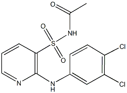 N-acetyl-2-(3,4-dichloroanilino)-3-pyridinesulfonamide Struktur