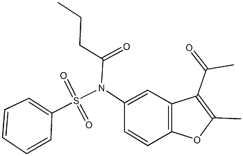 N-(3-acetyl-2-methyl-1-benzofuran-5-yl)-N-butyrylbenzenesulfonamide Struktur