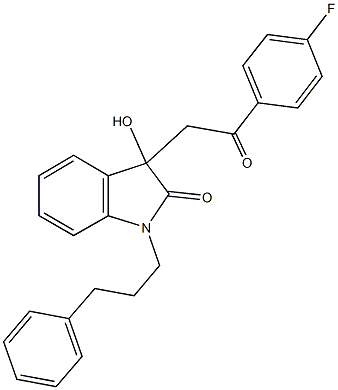 3-[2-(4-fluorophenyl)-2-oxoethyl]-3-hydroxy-1-(3-phenylpropyl)-1,3-dihydro-2H-indol-2-one Structure
