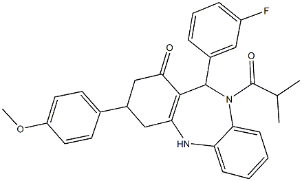11-(3-fluorophenyl)-10-isobutyryl-3-(4-methoxyphenyl)-2,3,4,5,10,11-hexahydro-1H-dibenzo[b,e][1,4]diazepin-1-one|