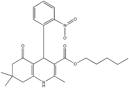 pentyl 4-{2-nitrophenyl}-2,7,7-trimethyl-5-oxo-1,4,5,6,7,8-hexahydro-3-quinolinecarboxylate Struktur