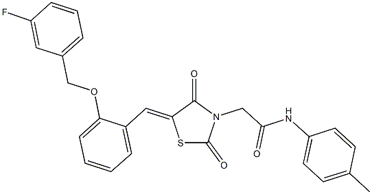 2-(5-{2-[(3-fluorobenzyl)oxy]benzylidene}-2,4-dioxo-1,3-thiazolidin-3-yl)-N-(4-methylphenyl)acetamide