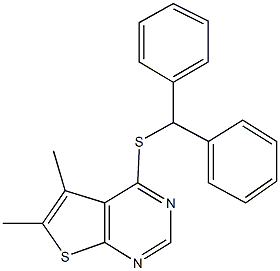 4-(benzhydrylsulfanyl)-5,6-dimethylthieno[2,3-d]pyrimidine Struktur