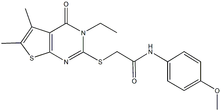 2-[(3-ethyl-5,6-dimethyl-4-oxo-3,4-dihydrothieno[2,3-d]pyrimidin-2-yl)sulfanyl]-N-[4-(methyloxy)phenyl]acetamide