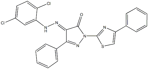 3-phenyl-1-(4-phenyl-1,3-thiazol-2-yl)-1H-pyrazole-4,5-dione 4-[(2,5-dichlorophenyl)hydrazone] Struktur