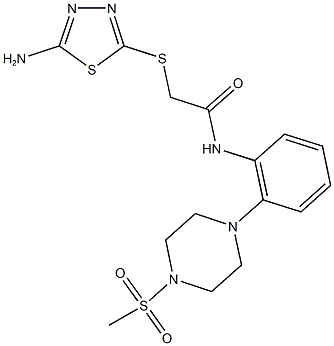  2-[(5-amino-1,3,4-thiadiazol-2-yl)sulfanyl]-N-{2-[4-(methylsulfonyl)-1-piperazinyl]phenyl}acetamide