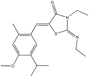 3-ethyl-2-(ethylimino)-5-(5-isopropyl-4-methoxy-2-methylbenzylidene)-1,3-thiazolidin-4-one
