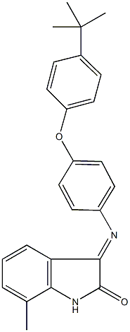 3-{[4-(4-tert-butylphenoxy)phenyl]imino}-7-methyl-1,3-dihydro-2H-indol-2-one Struktur