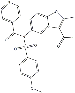 N-(3-acetyl-2-methyl-1-benzofuran-5-yl)-N-isonicotinoyl-4-methoxybenzenesulfonamide Structure