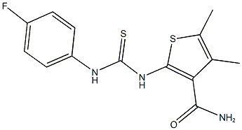 2-{[(4-fluoroanilino)carbothioyl]amino}-4,5-dimethylthiophene-3-carboxamide Structure
