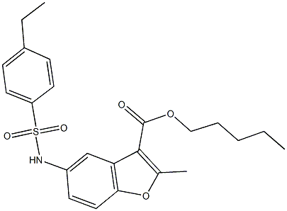 pentyl 5-{[(4-ethylphenyl)sulfonyl]amino}-2-methyl-1-benzofuran-3-carboxylate Structure