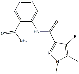N-[2-(aminocarbonyl)phenyl]-4-bromo-1,5-dimethyl-1H-pyrazole-3-carboxamide 结构式