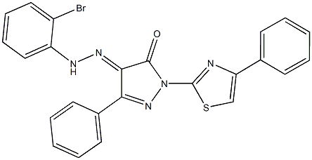 3-phenyl-1-(4-phenyl-1,3-thiazol-2-yl)-1H-pyrazole-4,5-dione 4-[(2-bromophenyl)hydrazone] Struktur