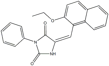 5-[(2-ethoxy-1-naphthyl)methylene]-3-phenylimidazolidine-2,4-dione,,结构式