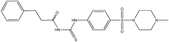 N-{4-[(4-methyl-1-piperazinyl)sulfonyl]phenyl}-N'-(3-phenylpropanoyl)thiourea,,结构式
