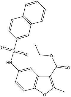 ethyl 2-methyl-5-[(2-naphthylsulfonyl)amino]-1-benzofuran-3-carboxylate,,结构式